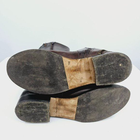 Arturo Chiang Falicity Tall Knee Boots 7.5 M Brown Leather Snakeskin Gold Zipper - Picture 12 of 16